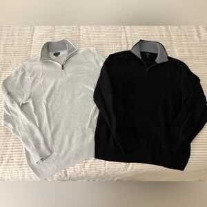 J. Crew Light Gray and Black Quarter-Zip Sweaters- BUNDLE